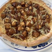 Barbecue chickn pizza. SO good!   at Nabati Vegan Mediterranean in Oklahoma City