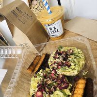 Rose petal & avocado bagel at M & Love in Manhattan Beach