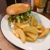 Fricandela de garbanzos  at La Barrita Sanguchera in Santiago