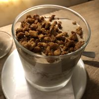 Postre de crema de plátano con nueces caramelizadas  at Vapiano in Santiago
