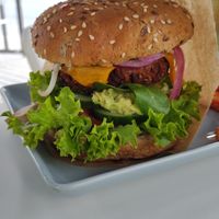 soy burger with guacamole at RoseHip Bistro - Pylimo in Vilnius