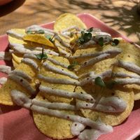 Corn chips with cashew sauce  at RoseHip Bistro - Pylimo in Vilnius