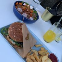 Pumpkin and feta bowl and portobello burger   at RoseHip Bistro - Pylimo in Vilnius