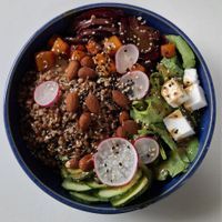 Buckwheat Bowl with Pumpkin and Feta at RoseHip Bistro - Pylimo in Vilnius