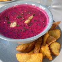 Cold beetroot soup with potatoes   at RoseHip Bistro - Pylimo in Vilnius