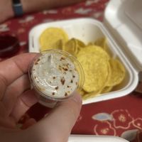 Chips with cashew sauce  at RoseHip Bistro - Pylimo in Vilnius