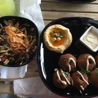 Falafel plate with the fattoush salad at Lebanese Corner in Lisbon