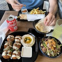 Falafel plate with salad and bread   at Lebanese Corner in Lisbon