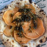 Vegan pizza with sweet potato and cashew cream  at Pico Pizza - Nørrebro in Copenhagen