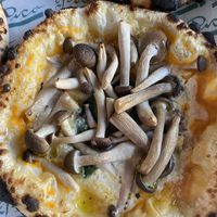 Vegan pizza with butternut squash purée, mushrooms and cashew cream  at Pico Pizza - Nørrebro in Copenhagen