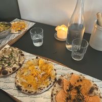 Vegan Truffle & Thyme – truffle-cashew cream, mushroom, truffle oil, apple vinegar & fresh thyme

Vegan Rosemary’s Bacon – cashew cream, sweet potato, fresh rosemary & fried  at Pico Pizza - Nørrebro in Copenhagen