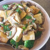 Tofu, broccoli and shitake at Andy's Kitchen in Mildura