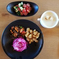 Vegetarian set menu at Arvin Restaurant and Coffee Shop in Olgii