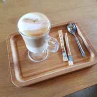 Latte at Arvin Restaurant and Coffee Shop in Olgii