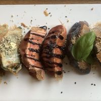 Gyoza’s were all different. at Plant Based Sushi in Amsterdam