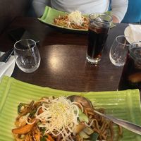 Udon vegetable noodles (topped with beansprouts and micro greens)   at Soya in Bergen