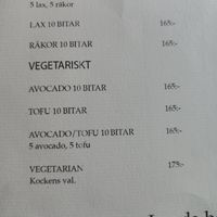 Menu at YumYum - i City in Vasteras