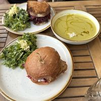 Beet sandwich, asparagus soup, tofu sandwich   at Fermenter in Portland
