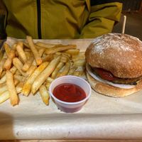 fermenter burger and fries at Fermenter in Portland