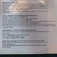 First page of Vegetarian/Vegan enu at Bikini in Puerto Viejo De Talamanca