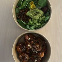 Avocado macro bowl and Korean fried “chicken” (cauliflower) - delivered by Uber Eats  at Little Tree Food 小小樹食 - Xiǎo Xiǎo Shù Shí in Taipei