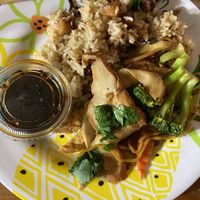 To do order mushroom in clay pot and yellow noodles. 2 favorites. at Hoa Sen Vegetarian Restaurant in Garden Grove