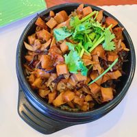 Rice in clay pot w/ vege chicken & mushroom (Com Tay Cam) at Hoa Sen Vegetarian Restaurant in Garden Grove
