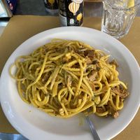 spaghetti carbonara  at Al Vapore  in Venice