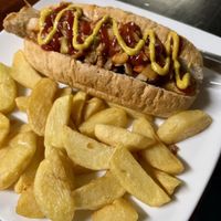 Chilli hot dog and chips   at Filthy Vegan in Ho Chi Minh City