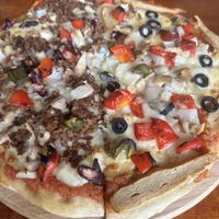 Pizza sausage on left and Mexican on right !  at Filthy Vegan in Ho Chi Minh City