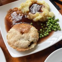 Pie with mash and 50/50 peas and beans  at Filthy Vegan in Ho Chi Minh City