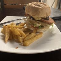 Bacon burger and chips   at Filthy Vegan in Ho Chi Minh City