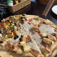 Half and half pizza Hawaiian and meatless  at Filthy Vegan in Ho Chi Minh City