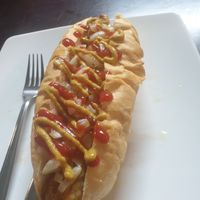 Hot dog - 7/10 good solid dog but bun wasn't as good as insides and crispy onions were slight too hard at Filthy Vegan in Ho Chi Minh City