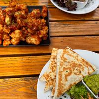 Fried spring rolls, BBQ cauliflower wings and quesadillas   at Green Flamingo in Innsbruck