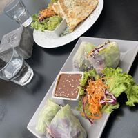 Starters: some rolls and quesadillas  at Green Flamingo in Innsbruck