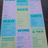 Drinks menu at Green Flamingo in Innsbruck