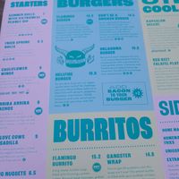 Menu at Green Flamingo in Innsbruck