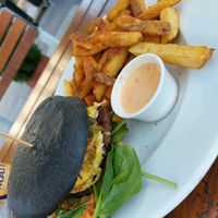 Hell burger (spicy and black bun) at Green Flamingo in Innsbruck