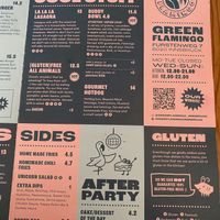 Menu  at Green Flamingo in Innsbruck