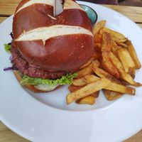 The mountain hamburger, really good at Green Flamingo in Innsbruck