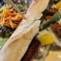 philly cheese steak sandwich at Green Flamingo in Innsbruck