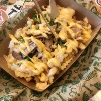 Fries with facon and vegan cheese at Bastard Burgers - Hamngatan in Stockholm