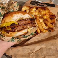 The "Vegan New York Meal" + an additional pattie and more cheeze. Duh at Bastard Burgers - Hamngatan in Stockholm