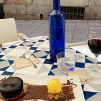 Chocolate coulant with passion fruit ice cream at VEGA - Alamo in Madrid