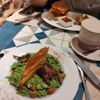 Risotto and burger at VEGA - Alamo in Madrid