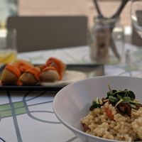 Risotto and papas en mojo at VEGA - Alamo in Madrid