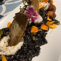 BLACK seaweed risotto at VEGA - Alamo in Madrid