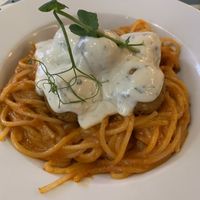 Spaghetti meatballs spinach and tofu at VEGA - Alamo in Madrid