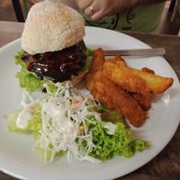 Mushroom burger at JanxDen Greenlife Cafe in Penang